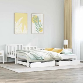 Sofá-cama com gavetão e gavetas sem colchão 90x190 cm branco