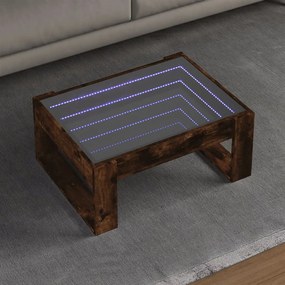 vidaXL Mesa de centro luzes LED Infinity 70x53x30 cm carvalho fumado