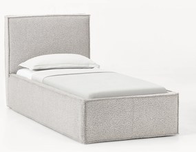 Cama de solteiro estofada em bouclé com arrumação Dream