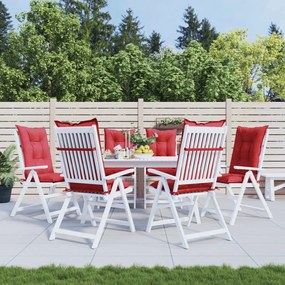 vidaXL Almofadões cadeiras altas de jardim 6 pcs tecido vermelho tinto