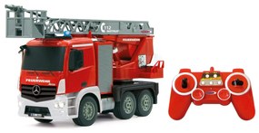 Camião bombeiros com escada giratória Telecomandado Mercedes-Benz Antos 1:20 2,4GHz com função pulverização água