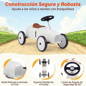 Andador de Bebé Vintage, 75 x 39 x 40 cm, Volante Multifuncional, Branco
