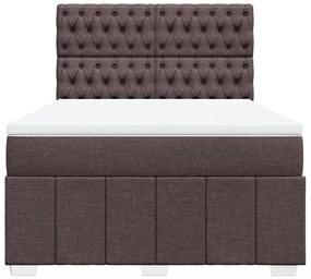 Cama com molas/colchão 140x190 cm tecido castanho-escuro