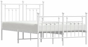 Estrutura de cama com cabeceira e pés 120x200 cm metal branco