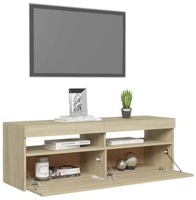Móvel de TV com luzes LED 120x35x40 cm carvalho sonoma