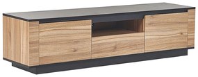 Móvel de TV com 1 gaveta e 2 portas em madeira clara e preta BILLINGS Beliani
