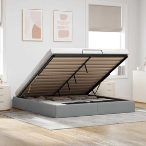vidaXL Estrutura de cama otomana sem colchão 160x200 cm cinzento-claro