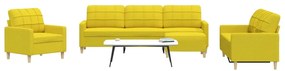 4 pcs conjunto de sofás com apoio de pés tecido amarelo-claro
