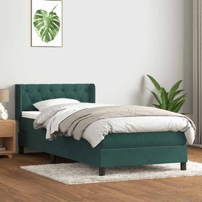 Cama com molas/colchão verde-escuro 80x210 cm veludo