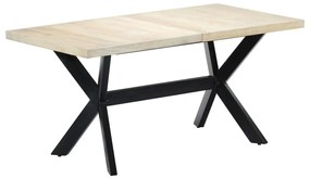 Mesa de jantar 160x80x75 cm madeira de mangueira maciça branco