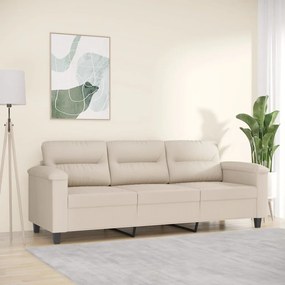 vidaXL Sofá de 3 lugares 180 cm tecido de microfibra creme