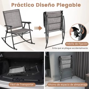 Conjunto de 2 cadeiras de baloiço dobráveis Jardim com assento em tecido e estrutura metálica para pátio, jardim, terraço e piscina 82 x 64 x 91 cm Ca