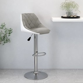 vidaXL Banco de bar couro artificial cinzento e branco
