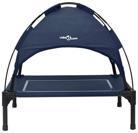Cama Elevada para Cães com Telhado Removível Azul-marinho Aço