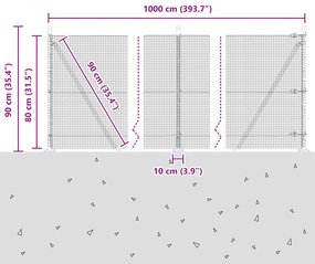 Cerca de Fio Soldado com 7 Postes Flangeados Verde 0.8x10 m Aço