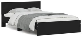 vidaXL Estrutura de cama com cabeceira e luzes LED 120x200 cm preto