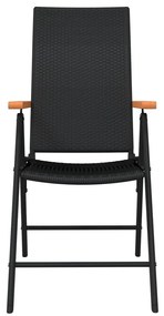 3 pcs conjunto de jantar para jardim preto