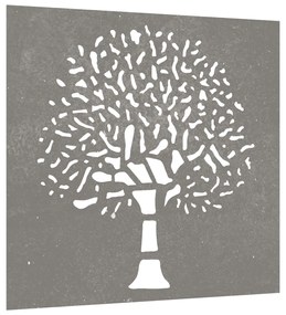 Decoração p/ muro de jardim 105x55 cm aço corten design árvore