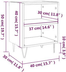 Mesa de cabeceira 40x30x50cm derivados madeira cinzento cimento