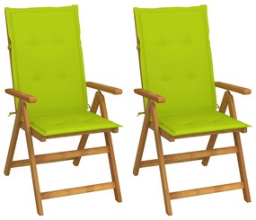 vidaXL Cadeiras jardim reclináveis c/ almofadões 2 pcs acácia maciça