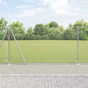 vidaXL Cerca de Fio Soldado com 7 Postes Flangeados 1.2x10 m Aço Galvanizado