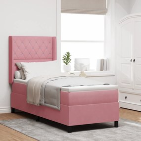 Cama Box Spring vidaXL com Colchão e LED Rosa 80x200 cm Veludo