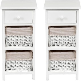 Conjunto de 2 Mesas de Cabeceira "Linna" - 28 x 26 x 59,5 cm - Branco