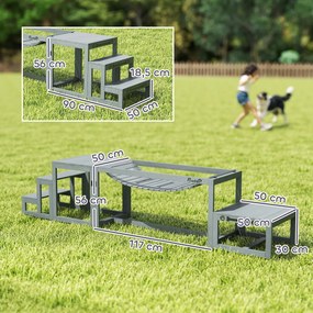 Equipamentos de treino de agilidade para cães – conjunto de 3 peças de equipamento de agilidade para cães em madeira maciça cinzenta