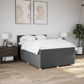 Cama com molas/colchão 160x200 cm tecido cinzento-escuro