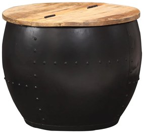 Mesa de centro redonda 53x43 cm madeira de mangueira maciça