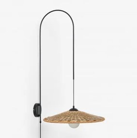 Luminária De Parede Externa Sopant Feita De Ferro E Rattan Sintético Preto & ↑100 Cm - Sklum