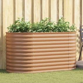 vidaXL Cama de Jardim Elevada Café com Aparência de Madeira 160x80x81 cm de Aço