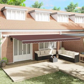vidaXL Toldo retrátil manual com luzes LED 600x300 cm castanho