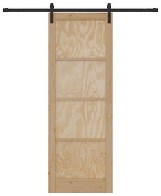 Porta de Correr vidaXL com Conjunto de Ferragens 83x232 cm Madeira Sól