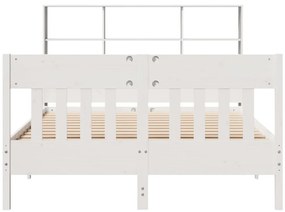 Cama sem colchão 140x190 cm madeira de pinho maciça branco