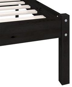 Estrutura de cama 200x200 cm madeira de pinho maciça preto