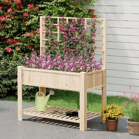Floreira elevada de jardim 116 x 59 x 150 cm em madeira  e treliça para plantas trepadeiras Natural