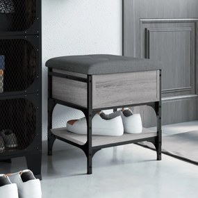 vidaXL Banco sapateira 42x42x45cm derivados de madeira cinzento sonoma