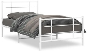 Estrutura de cama com cabeceira e pés 100x200 cm metal branco