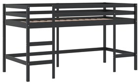 Cama alta criança c/ túnel 90x190 cm pinho maciço branco/preto