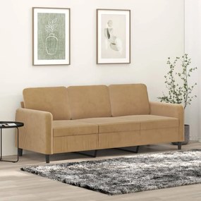 Sofá de 3 lugares 180 cm veludo castanho