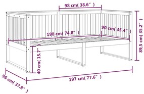 Sofá-cama 90x190 cm madeira de pinho maciça preto