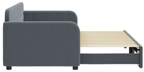 Sofá-cama com gavetão 80x200 cm veludo cinzento-escuro