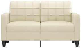 Sofá de 2 lugares 140 cm couro artificial cor creme