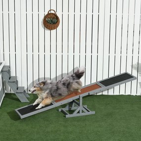 Equipamento de treino para cães - Baloiço de agilidade desportiva, em madeira de abeto pré-oleada, com feltro betumado antiderrapante cinzento-escuro