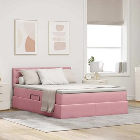 vidaXL Cama com Armazenamento com colchão Rosa 140 x 200 cm Veludo