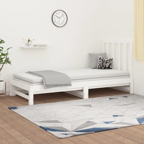 3108318 vidaXL Sofá-cama de puxar 2x(90x200) cm pinho maciço branco