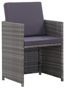 13 pcs conjunto jantar exterior c/ almofadões vime PE antracite