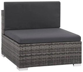 6 pcs conjunto lounge de jardim c/ almofadões vime PE cinzento