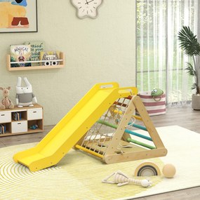 Triângulo de escalada 5 em 1 com escorrega 119 x 63 cm para crianças e percurso de motricidade multicolorido